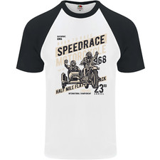 Speedrace Motorcycle Side Car Motorbike Mens S/S Baseball T-Shirt
