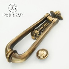 Antique Solid Brass Loop Door Knocker Heavy Aged Vintage Ornate Large Tear Drop