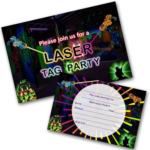Laser tag party invitations - party,