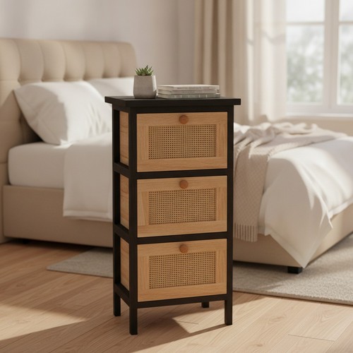 Black wooden chest drawers - wooden,