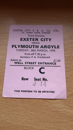 Ticket 1977 exeter - 1977/78, city
