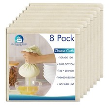 8 Pcs Reusable Cheesecloth Grade 100 20x20 Inch Hemmed Organic Cheese Cloth