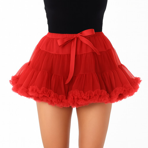 Red tutu skirt thick dance - red,