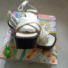 Jeffrey Campbell x Free People Cream Platform Heels | UK7 | Criss Cross | Retro