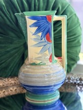 Myott Floral Hand Painted Pinch  Neck Jug, 1930’s ,England, Art Deco Vase