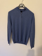 Hackett Merino Cashmere Mix Quarter Zip Chambray Blue XLarge XL  BNWT