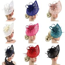 Women Feather Wedding Tea Party Fascinator Hat Mesh Headband Hair Clip