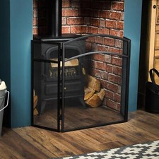 Milton Fire Guard Arched Safety Guard Black Shield Spark Fireplace 3 Panel