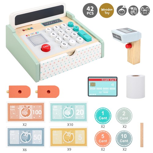 Wooden cash register - wooden, toy