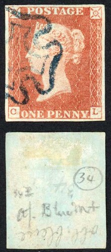 1841 penny red plate - red,