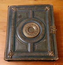 Small Leather Bound Family Carte De Visite Photo Album 6 X 6 Inches