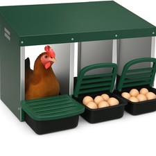 Chicken Nesting Box 3 Compartments Galvanised Steel Hen Coop Laying Nest