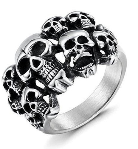 Skull ring stainless steel - skull,