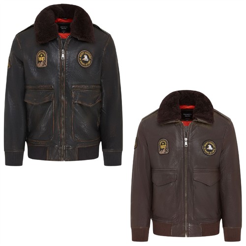 Men leather bomber - leather, aviator