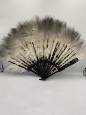 ANTIQUE FEATHER LEAF FOLDING HAND FAN (322)