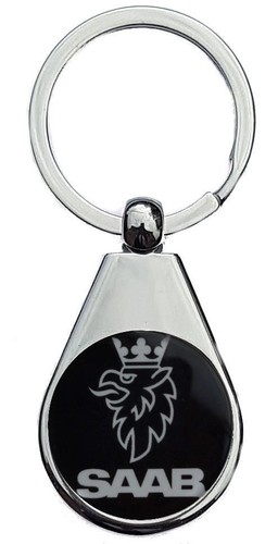 Saab black logo chrome - black,