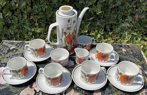 Meakin poppy coffee set - meakin,