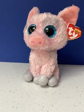 TY BEANIE babies boo 6" SOFT plush with tag hambone pink grey pig