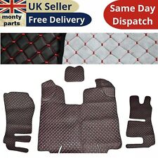 Anti Slip Eco Leather Floor Mats for Scania R 2013-2016 Auto Black & Red Stitch