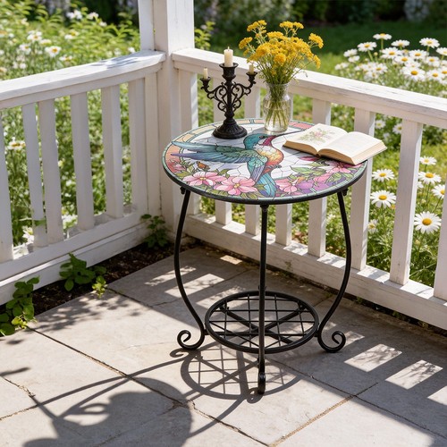Iron round side coffee - side, patio