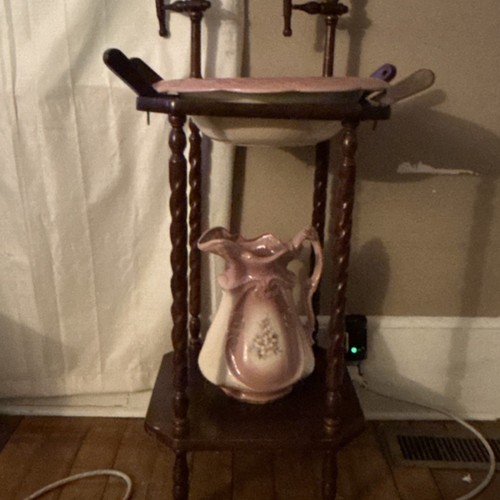 Antique wooden washstand with - wooden,
