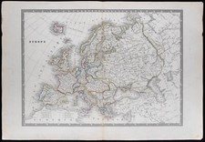 1853 - Europa - antique map - monin & Vuillemin - engraving