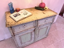 Vintage Pine Hungarian Dresser Green Cupboard Sideboard