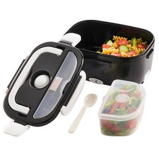 Black Electric Heated Lunch Box Portable Food Warmer Lunch Bento Box 40W 1.5L UK