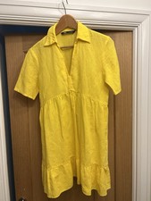 Zara Yellow Linen Dress Size