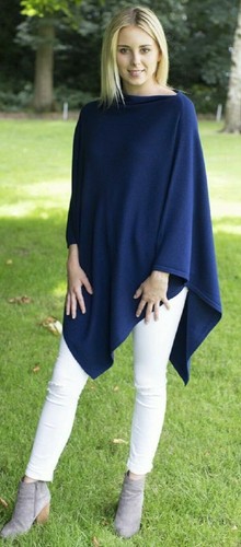 Cashmere poncho denim blue - poncho,