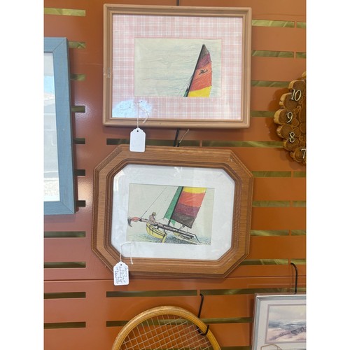 Vintage framed sailboat art - framed,