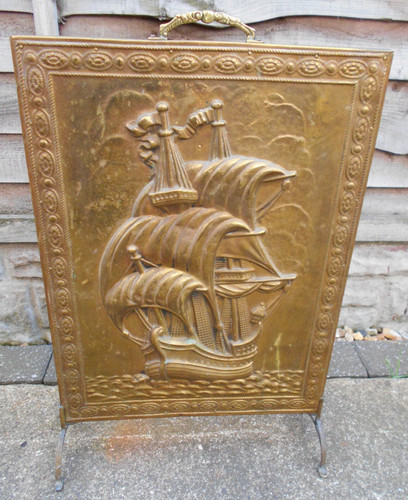 Vintage brass wood fire - brass,