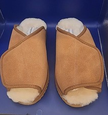 A++ Vermont Country Store Sheepskin Adjustable Scuffs 13 Slipper Fur Shearling
