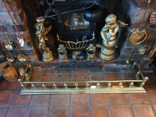 Antique victorian brass fire - brass,
