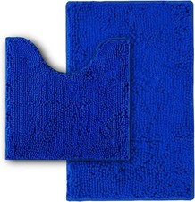 2 Piece Loop Bath Mat Ultra Soft Bathroom Rug Anti Slip Toilet Rug Pedestal Set