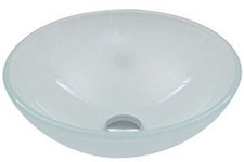 FROSTED GLASS Basin Wash Bowl Sink Round 42cm Bathroom Countertop