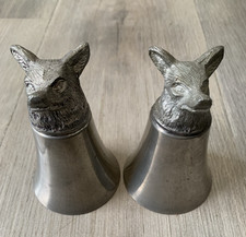 2 x Vintage Pewter Fox Stirrup
