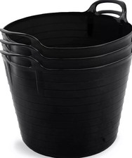 3 x 42L Black Large Flexi Tub
