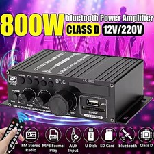 2 Channel 800W bluetooth Mini HIFI Power Amplifier Audio Stereo Amp Home Car FM
