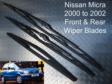 Front & Rear Wiper Blades Fits Nissan Micra 2000 2001 2002 Facelift K11E