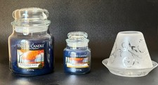 Yankee Candle NOVEMBER RAIN Medium OR Small CANDLE JARS & GLASS SANDBLAST SHADE