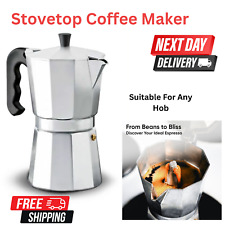 Espresso Stove Top Coffee Maker 6/9/12 Cups Aluminium Percolator Moka Pot