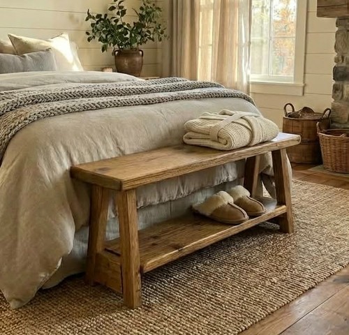 Rustic reclaimed wooden bench - wooden,