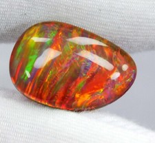 Amazing 9.35 Ct Natural Mexican Fire Opal Rainbow Doublet Cabochon Cut Gemstone