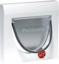 Cat Flap. White, 4 Way Locking, Pets, Door, Tunnel, Universal Fit, Staywell 917