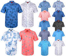 Mens Hawaiian Shirt Beach Palm Tree Floral Holiday Short Sleeve Slim Fit Shirts