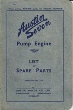 Austin 7 Pump Engine List of