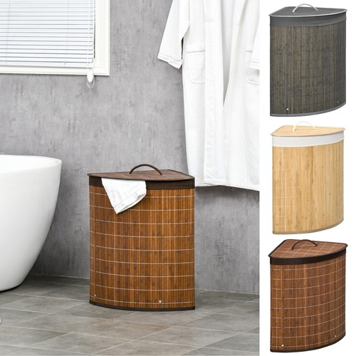 Bamboo laundry basket with lid - bamboo,