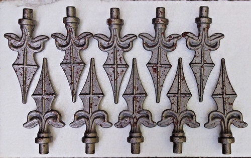 Rusty metal railheads - rusty,