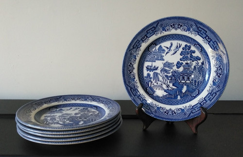Set churchill blue willow - of, 6